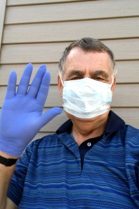 Mask and gloves for a trip to the post office